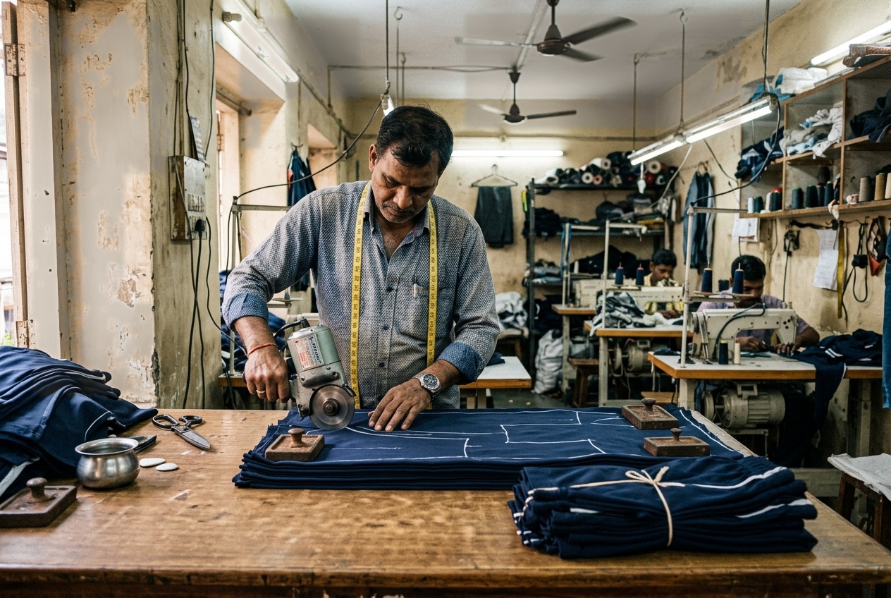 Precision Fabric Cutting Table at MA Garments Factory Sion Mumbai